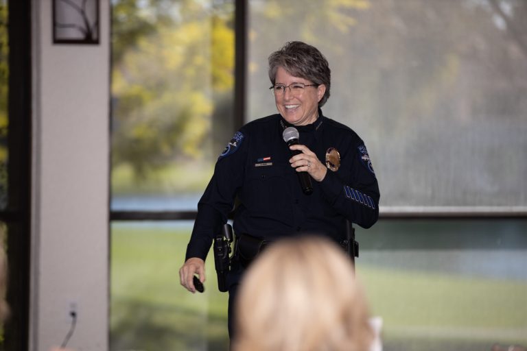 Candid image of police officer