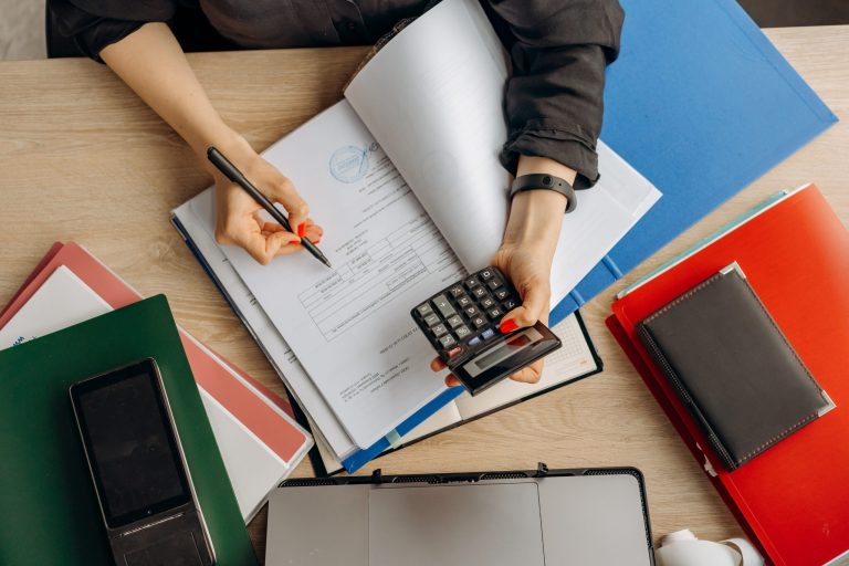 Entrepreneur completing paper work