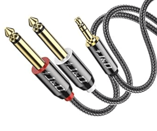1/8 inch TRS Male to Dual 6.35mm 1/4 inch TS Male Mono Stereo Y-Cable Splitter